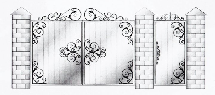 Эскизы калиток с элементами холодной ковки