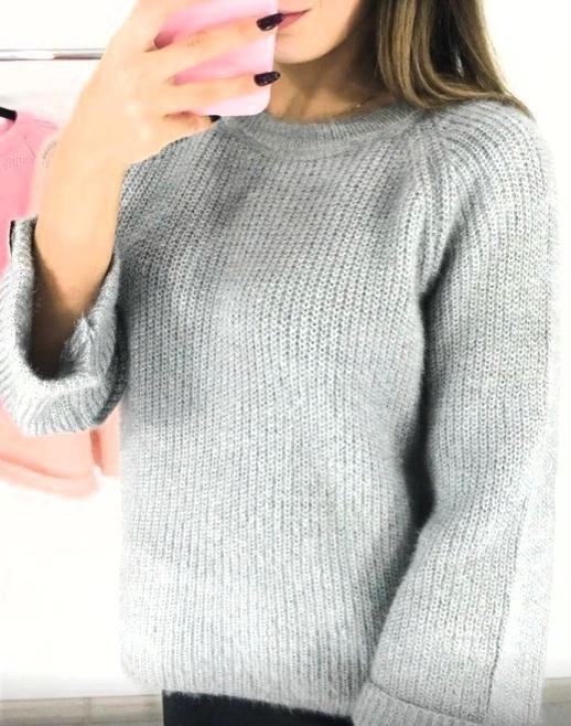 Grey angora sweater demonstration