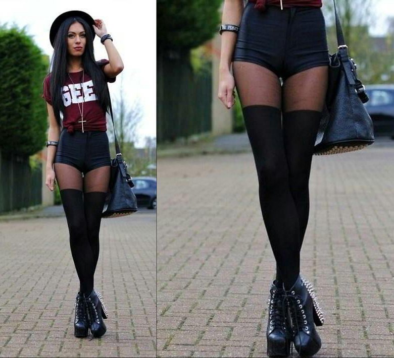 Колготки с имитацией чулок на пажах 