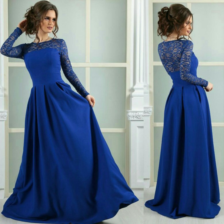 Синее Длинное Платье Фото