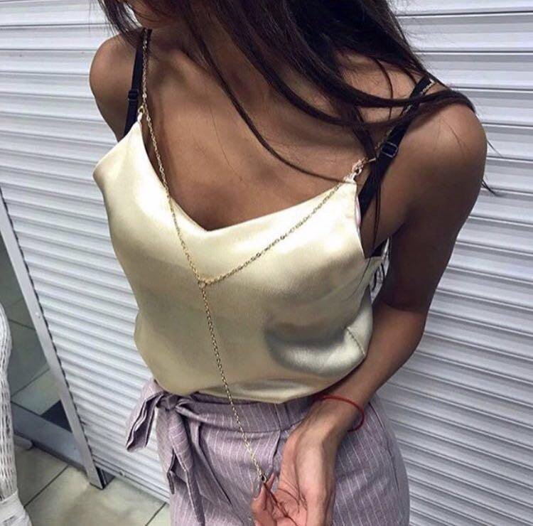 Топ из атласной ткани-стрейч 