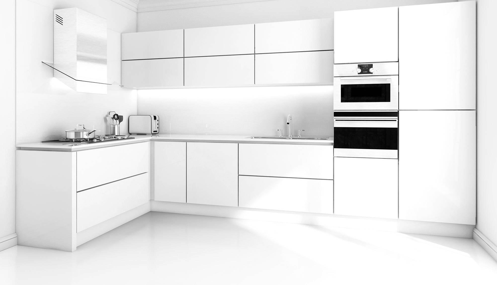 Белая угловая кухня для фотошопа