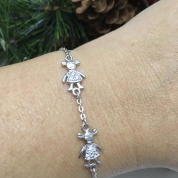 Браслет две девочки серебро новый