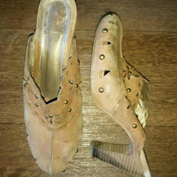 Сабо коричневого цвета. Кожа. 38 размер. Б/У