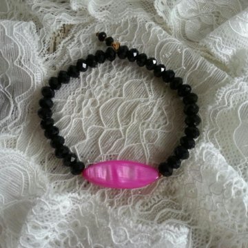 Черный браслет из Перла и чешского стекла ????????