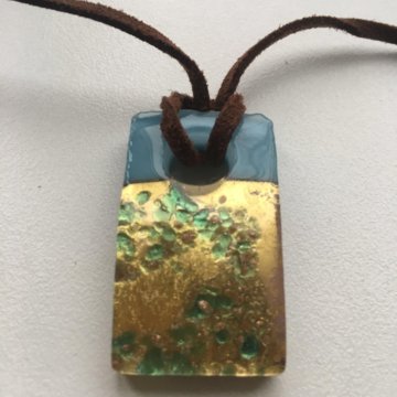 Подвеска, муранское стекло, голубо-желтая