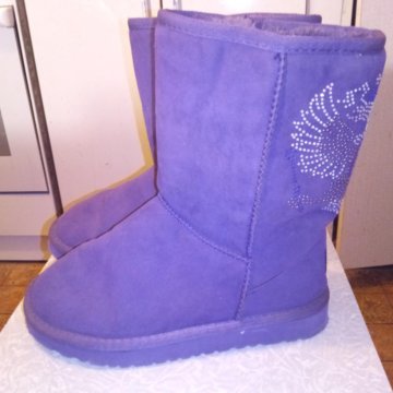 Угги сиреневые со стразами