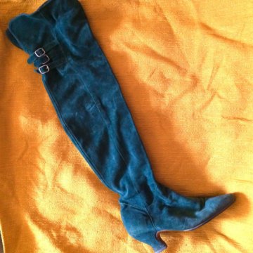 Сапоги антикварные. Зеленая замша.