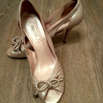 КОЖАНЫЕ босоножки, шпилька Posioit пыльная роза 40