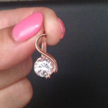 Позолоченные серьги с фианитами «Скрипичный ключ»