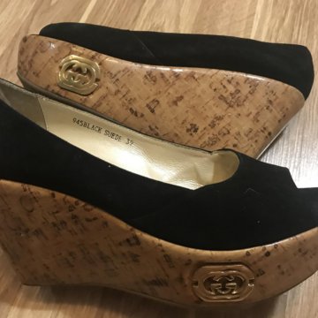 Туфли лето, танкетка, платформа,натуральная замша