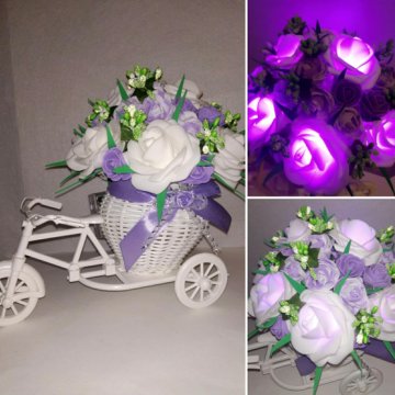 Интерьерный велосипед со светящимися цветами