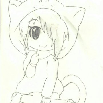 Cute anime cat girl drawing