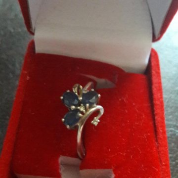 Кольцо белое золото+сапфиры