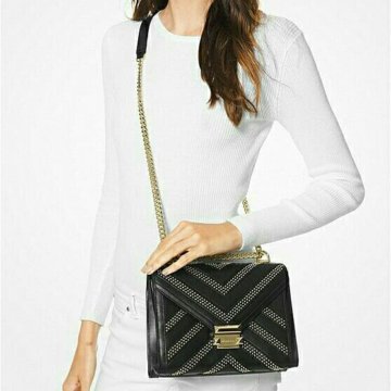 Michael kors draw strip shoulder bag in black