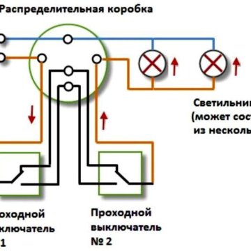 Схема проходного выключателя с 2х мест одноклавишный