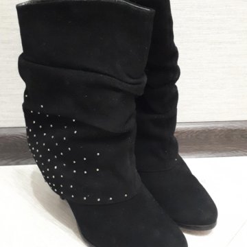 Зимние полусапожки, натуральная замша