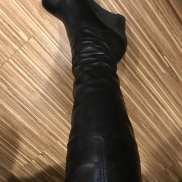 Сапоги зимние черные на танкетке