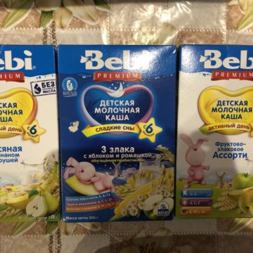 Каша bebi premium для сладких снов 3 злака с яблоком и ромашкой