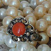 Кольцо коралл викторианский стиль старинное