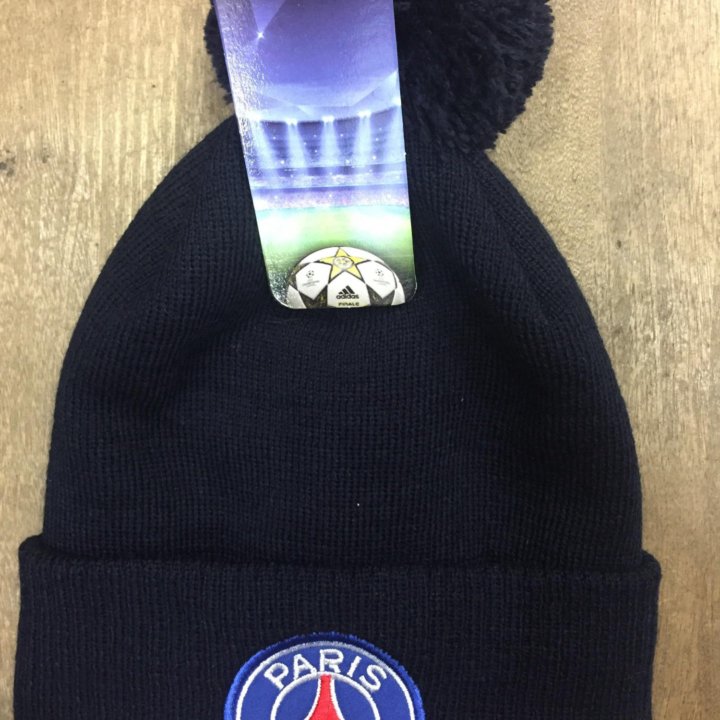 Шапка вязаная Paris Saint-Germain новая.Синяя ПСЖ