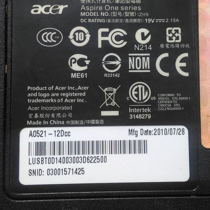 Acer Aspire One ZH9 разбор