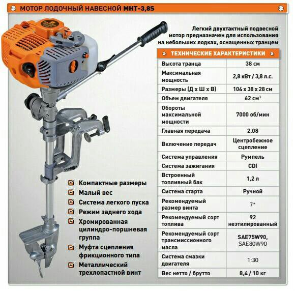 Мотор лодочный Carver MHT-3.8S