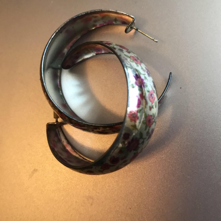 Серьги кольца розовые