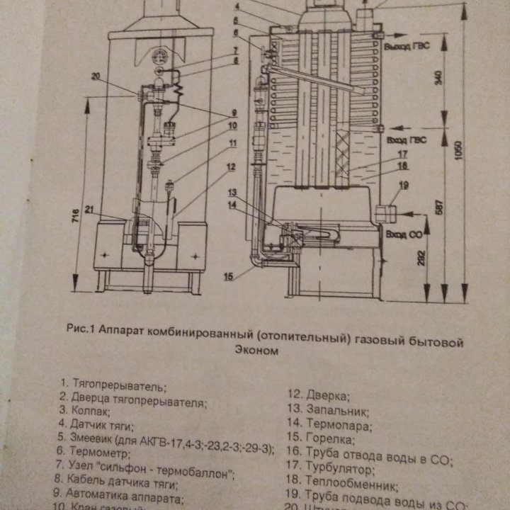 Аппарат комбинир. газовый бытовой АКГВ-29-3 эконом