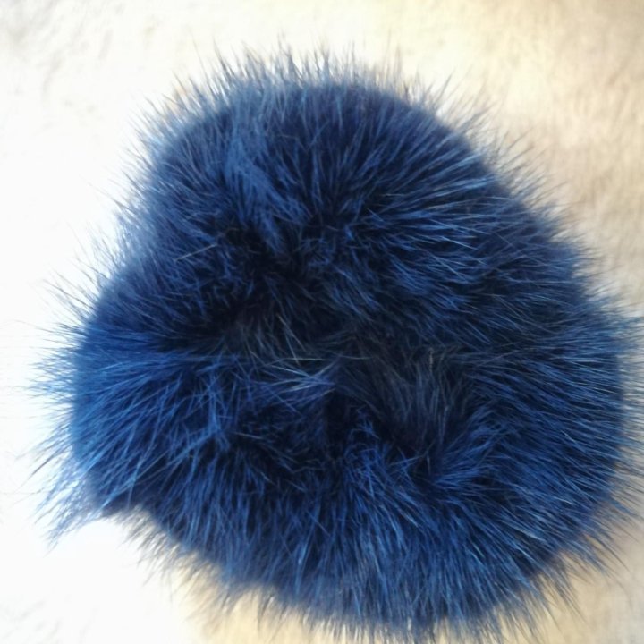 Резинка для волос из норки( синяя )
