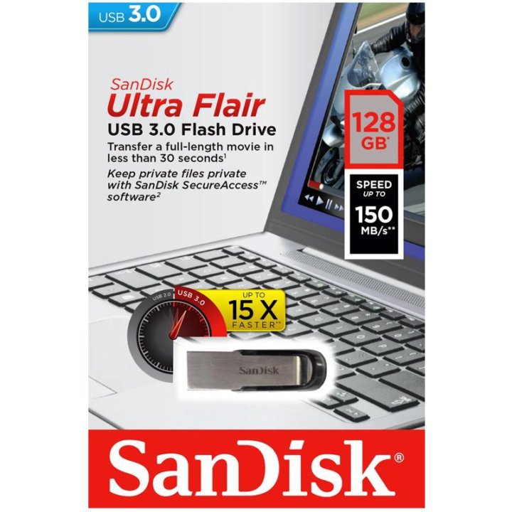 Флешка SanDisk CZ73 Ultra Flair 128GB USB 3.0