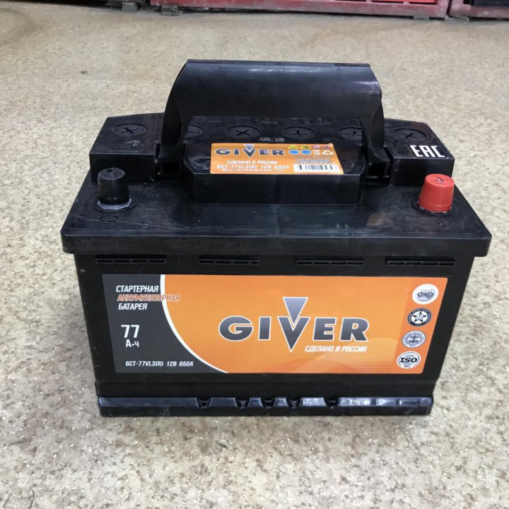 Продам новый аккумулятор GIVER 77 пуск 650