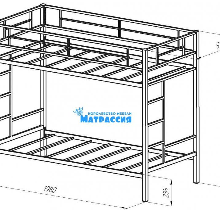 Кровать двухъярусная - металлическая