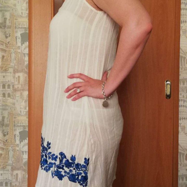 Летнее новое белое платье (Индия)