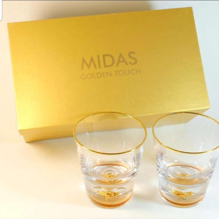 Стаканы бокалы с сусальным золотом Midas