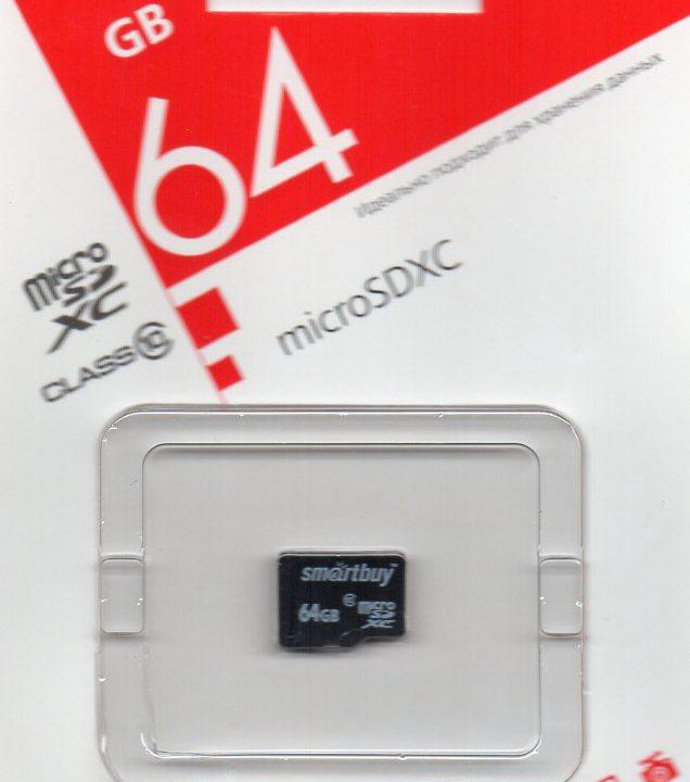 Карта памяти 64gb micro SD SmartBuy. class 10