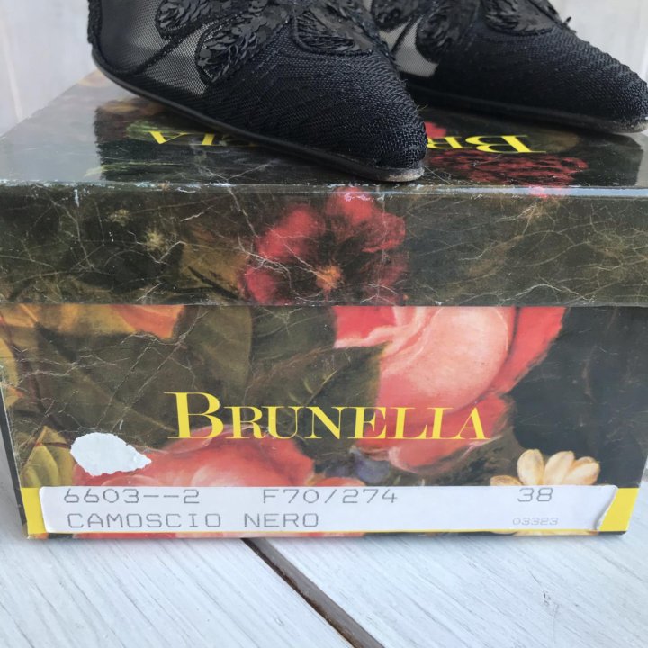 Туфли Brunella Италия черные замша,сетка,пайетки