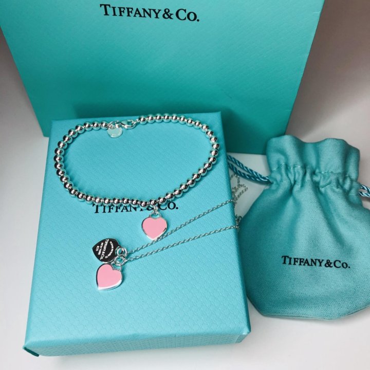 Комплект Tiffany браслет и кулон сердце