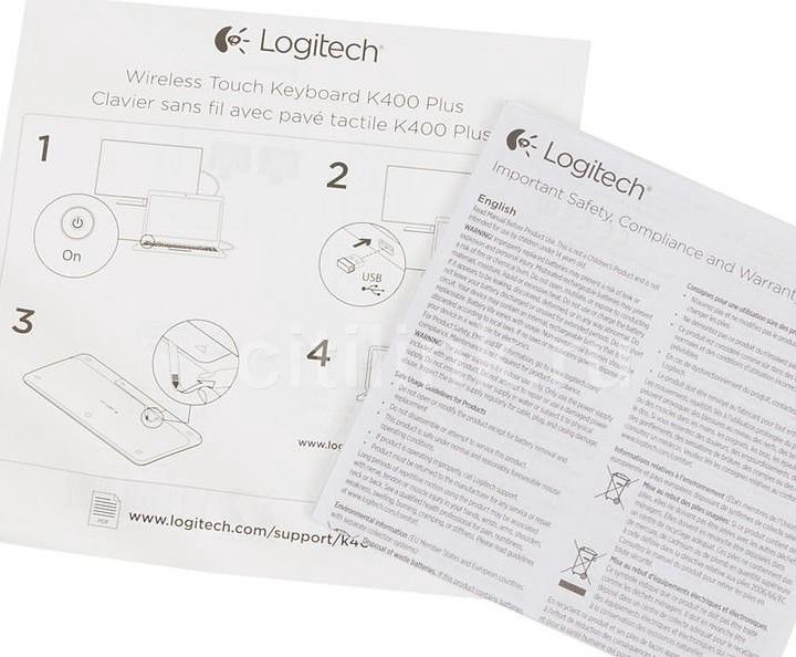 Клавиатура беспроводная. Logitech K400 Plus, USB