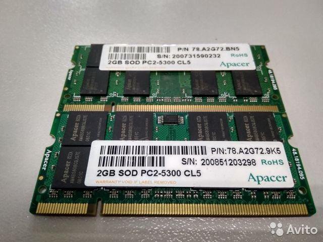 Память Apacer DDR2 2 Гб для ноутбука