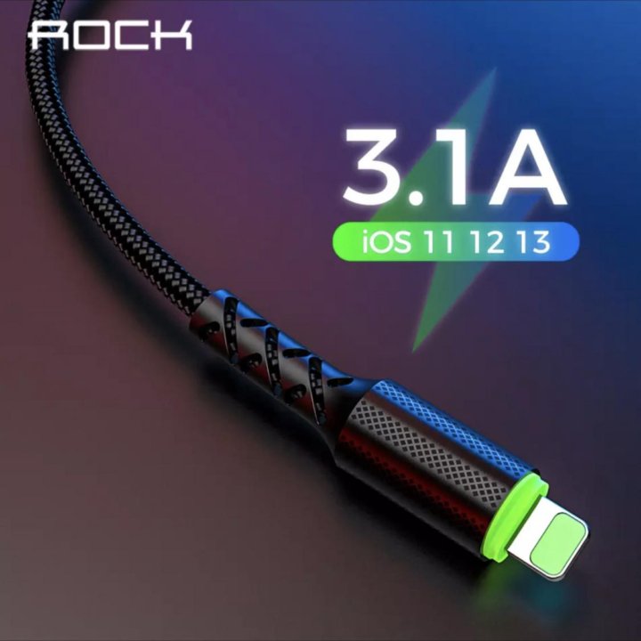 ROCK 3.1A светодиодный usb кабель для IPhone