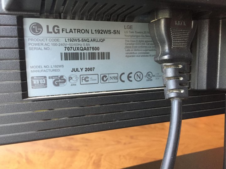 Lg flatron l192ws