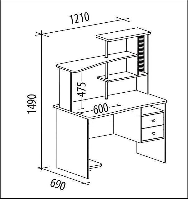 Компьютерные столы чертеж