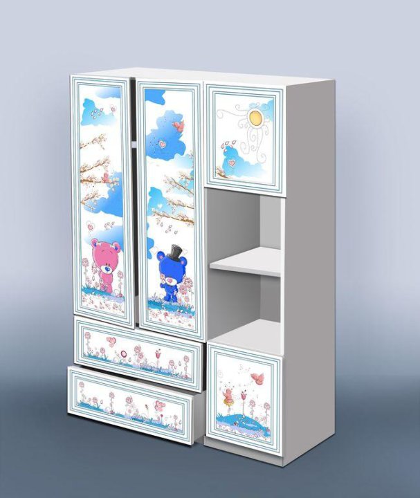 Детский шкаф для одежды с ящиками и полками