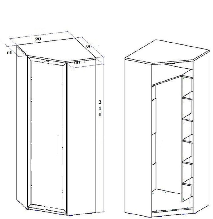 Угловой шкаф валерия размеры