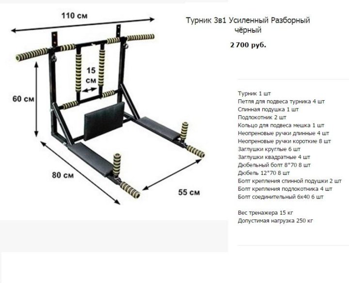 Чертеж турника 3 в 1 настенный