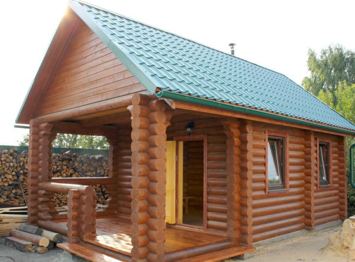 Бани из бревна под ключ проекты Сруб бани 4х7 из ОЦБ - купить в Кургане, цена 251 000 руб., дата размещения: 03.
