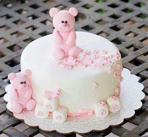 Торт для девочки розовый с мишкой