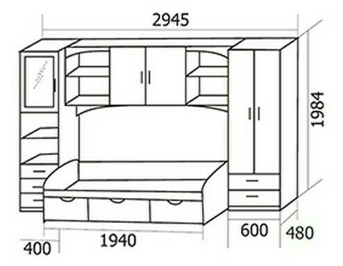 Кровать детская схема с размерами