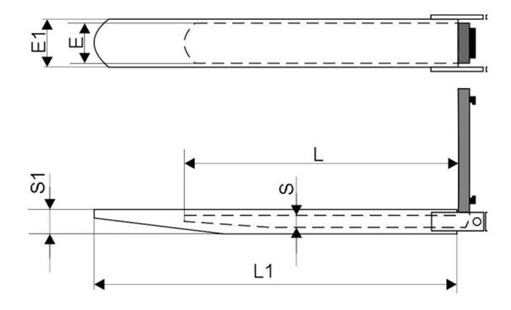 Удлинители вил для погрузчика чертеж